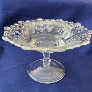 Cambridge Chantilly Martha Blown glass footed cheese stand vintage